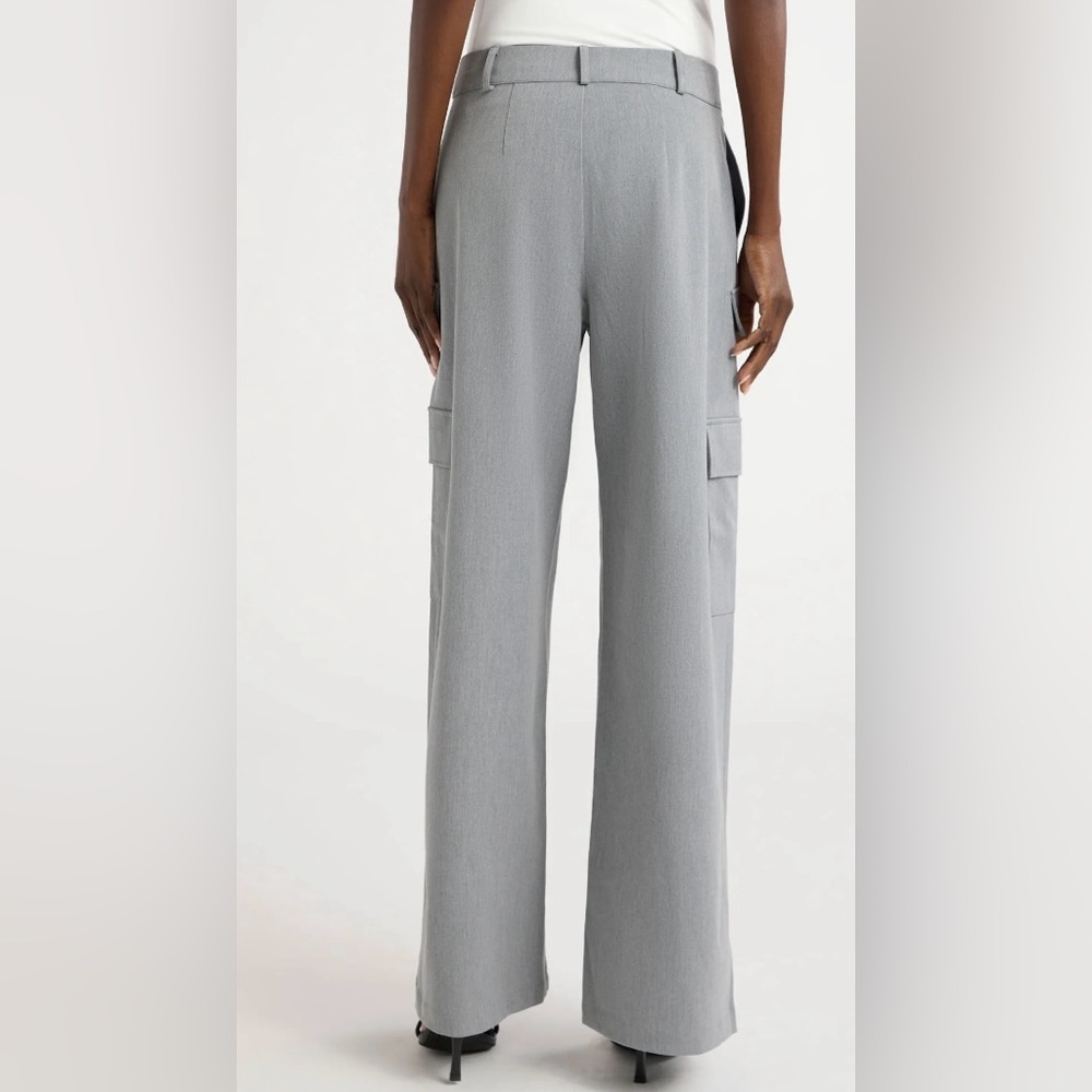 NWT Scoop Wide-Leg Utility Cargo Faux wool Pants in Light Gray - Picture 4 of 10